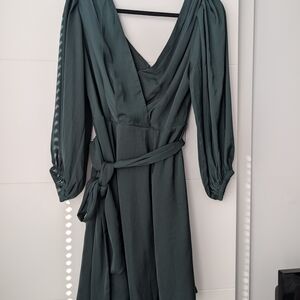 Banana Republic Dark Green Long Sleeve Dress